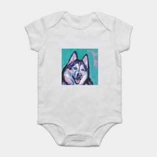 Siberian Husky Bright colorful pop dog art Baby Bodysuit